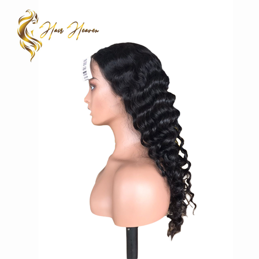 Black HD Lace Closure Wig Deep Wave